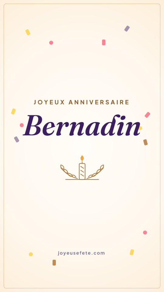 Image « Joyeux anniversaire Bernadin » au format story