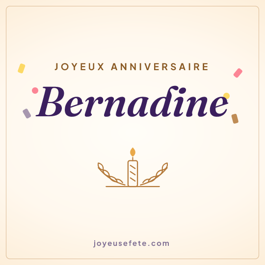 Image carrée « Joyeux anniversaire Bernadine » pour WhatsApp