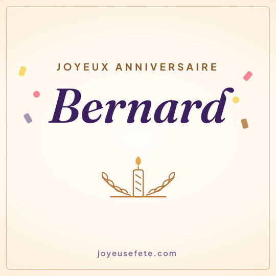 Image carrée « Joyeux anniversaire Bernard » pour WhatsApp