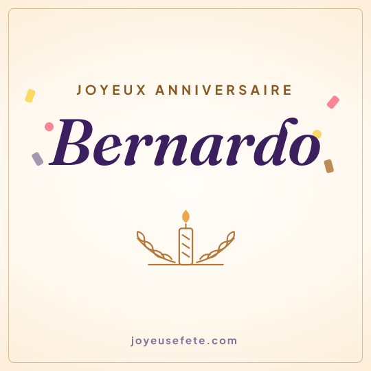 Image carrée « Joyeux anniversaire Bernardo » pour WhatsApp