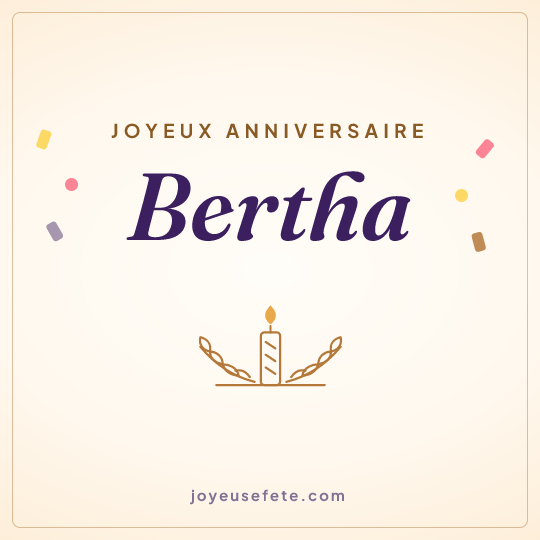 Image carrée « Joyeux anniversaire Bertha » pour WhatsApp