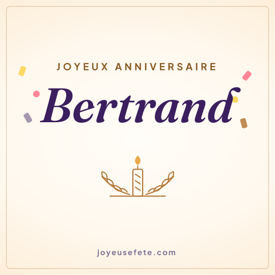 Image carrée « Joyeux anniversaire Bertrand » pour WhatsApp