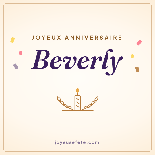 Image carrée « Joyeux anniversaire Beverly » pour WhatsApp