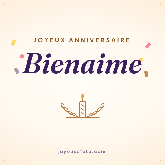 Image carrée « Joyeux anniversaire Bienaime » pour WhatsApp