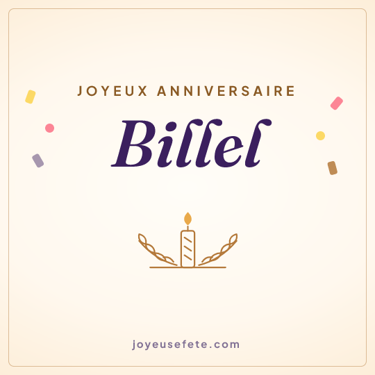Image carrée « Joyeux anniversaire Billel » pour WhatsApp