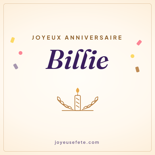 Image carrée « Joyeux anniversaire Billie » pour WhatsApp
