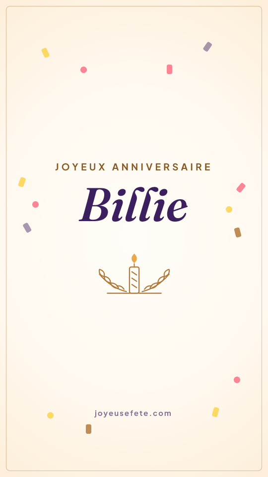 Image « Joyeux anniversaire Billie » au format story