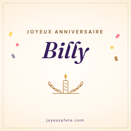 Image carrée « Joyeux anniversaire Billy » pour WhatsApp