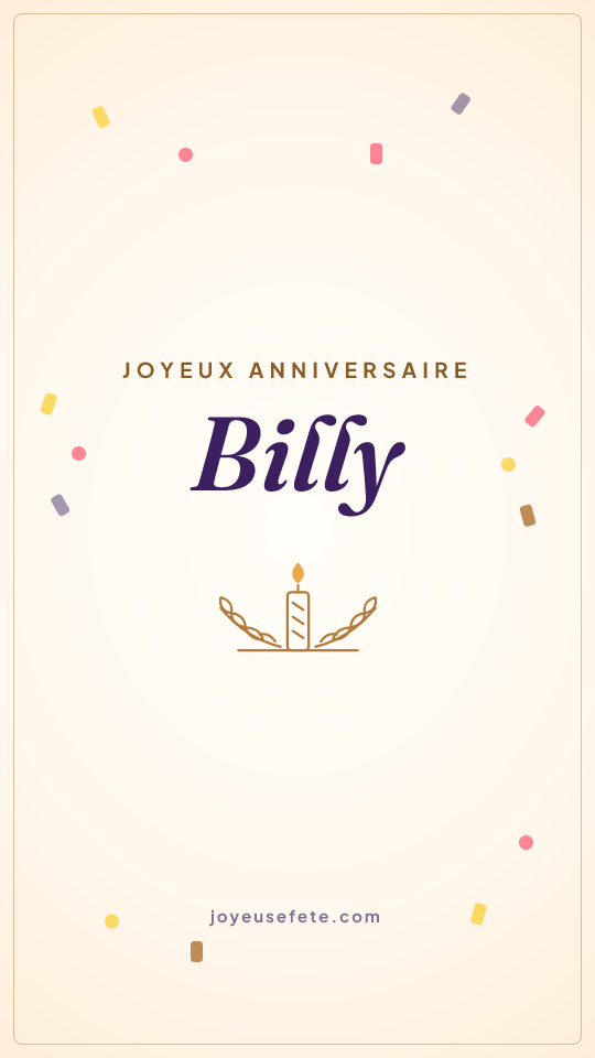 Image « Joyeux anniversaire Billy » au format story