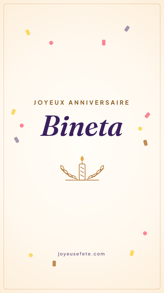 Image « Joyeux anniversaire Bineta » au format story