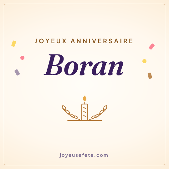 Image carrée « Joyeux anniversaire Boran » pour WhatsApp