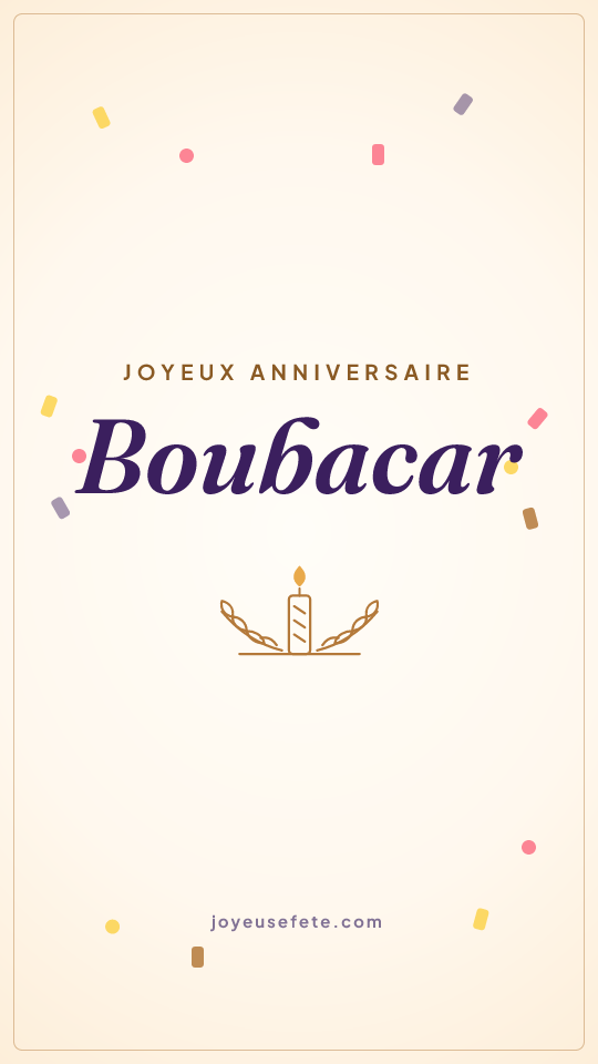 Image « Joyeux anniversaire Boubacar » au format story