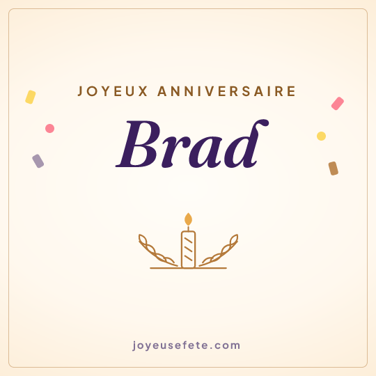 Image carrée « Joyeux anniversaire Brad » pour WhatsApp