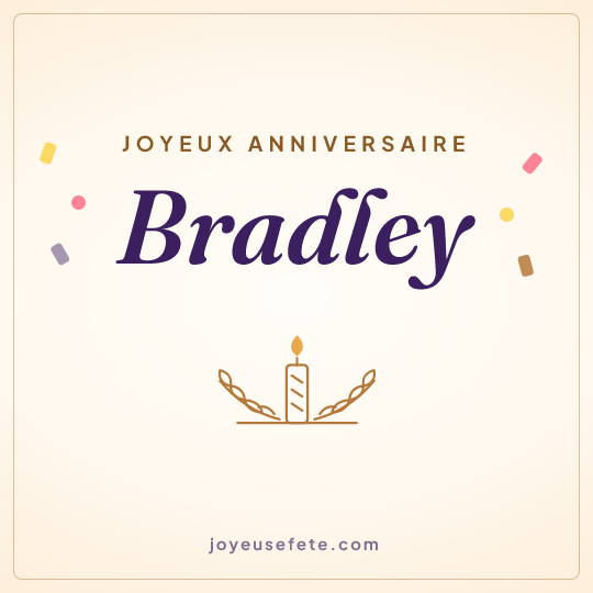 Image carrée « Joyeux anniversaire Bradley » pour WhatsApp