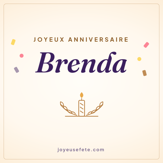 Image carrée « Joyeux anniversaire Brenda » pour WhatsApp
