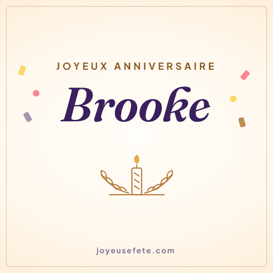 Image carrée « Joyeux anniversaire Brooke » pour WhatsApp