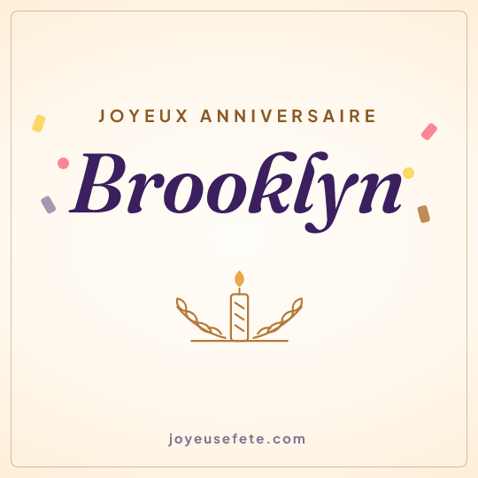 Image carrée « Joyeux anniversaire Brooklyn » pour WhatsApp