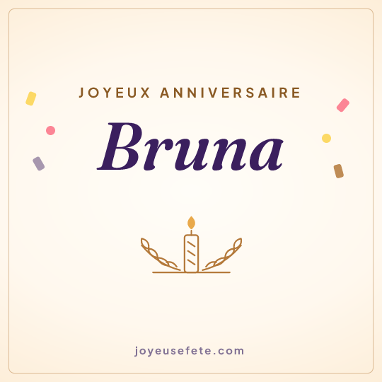 Image carrée « Joyeux anniversaire Bruna » pour WhatsApp