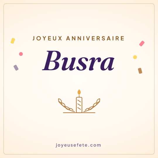 Image carrée « Joyeux anniversaire Busra » pour WhatsApp