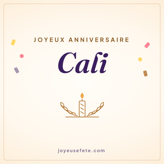 Image carrée « Joyeux anniversaire Cali » pour WhatsApp