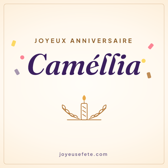 Image carrée « Joyeux anniversaire Caméllia » pour WhatsApp