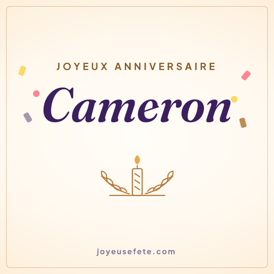 Image carrée « Joyeux anniversaire Cameron » pour WhatsApp
