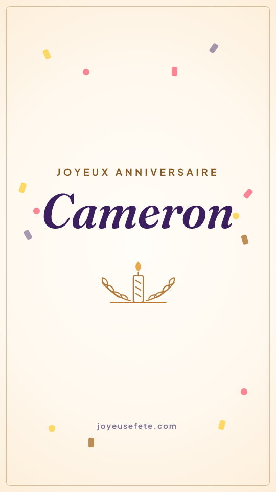 Image « Joyeux anniversaire Cameron » au format story