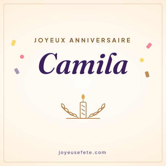 Image carrée « Joyeux anniversaire Camila » pour WhatsApp