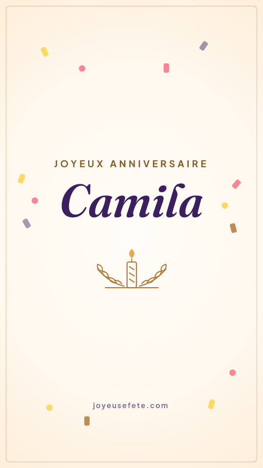 Image « Joyeux anniversaire Camila » au format story