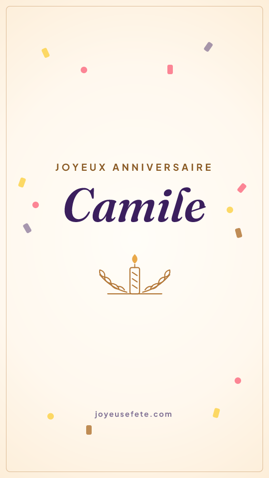 Image « Joyeux anniversaire Camile » au format story
