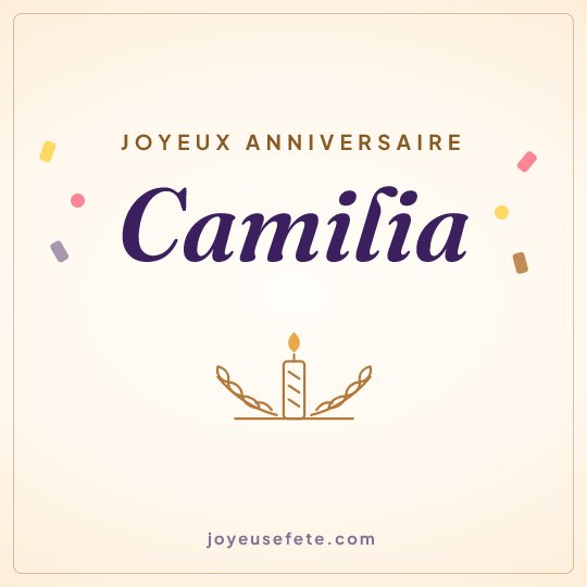 Image carrée « Joyeux anniversaire Camilia » pour WhatsApp