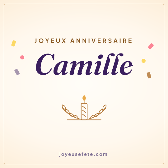 Image carrée « Joyeux anniversaire Camille » pour WhatsApp