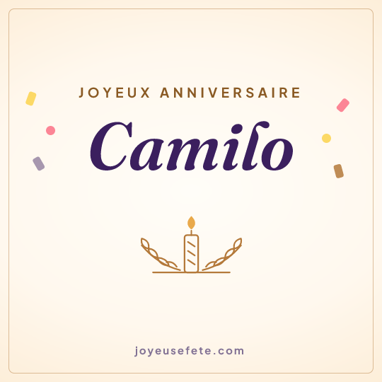 Image carrée « Joyeux anniversaire Camilo » pour WhatsApp