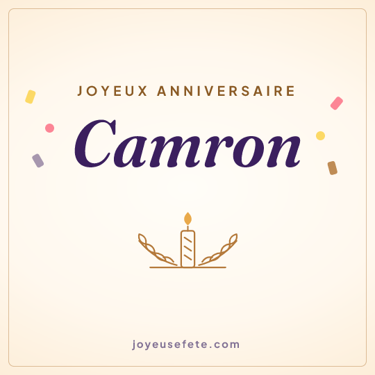 Image carrée « Joyeux anniversaire Camron » pour WhatsApp