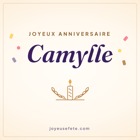 Image carrée « Joyeux anniversaire Camylle » pour WhatsApp