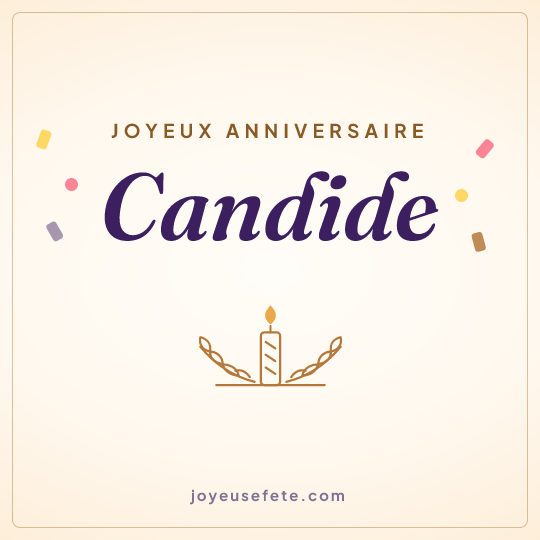 Image carrée « Joyeux anniversaire Candide » pour WhatsApp