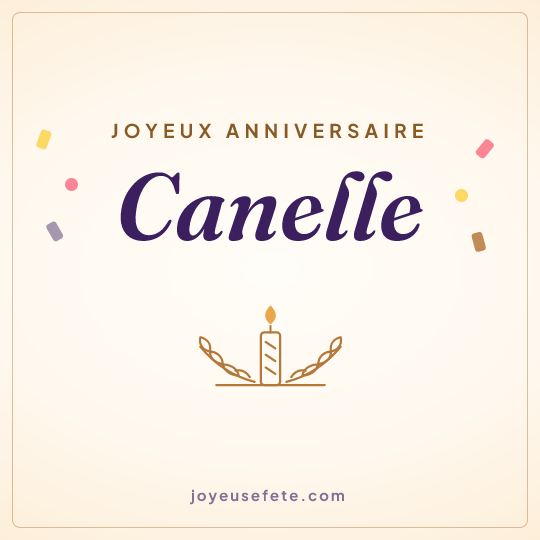 Image carrée « Joyeux anniversaire Canelle » pour WhatsApp