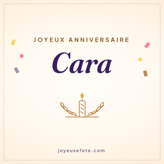 Image carrée « Joyeux anniversaire Cara » pour WhatsApp