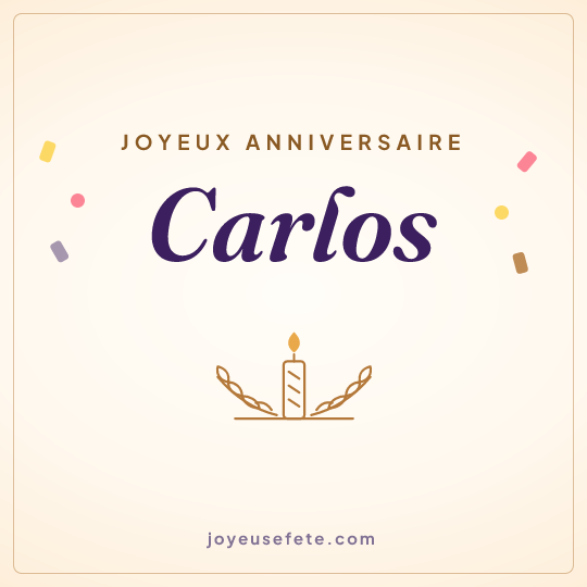 Image carrée « Joyeux anniversaire Carlos » pour WhatsApp