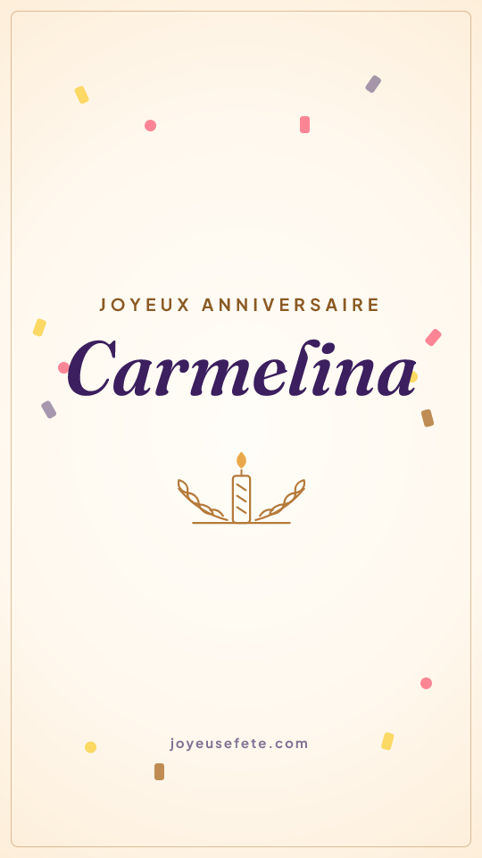 Image « Joyeux anniversaire Carmelina » au format story