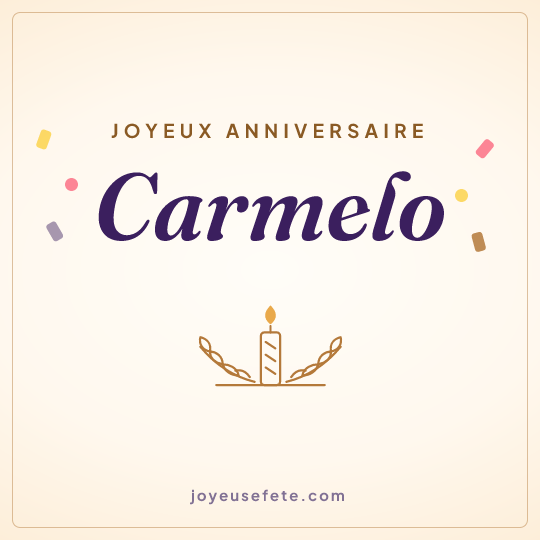 Image carrée « Joyeux anniversaire Carmelo » pour WhatsApp