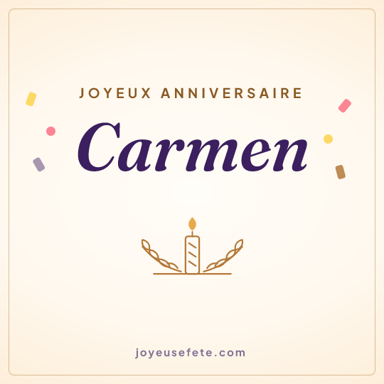 Image carrée « Joyeux anniversaire Carmen » pour WhatsApp
