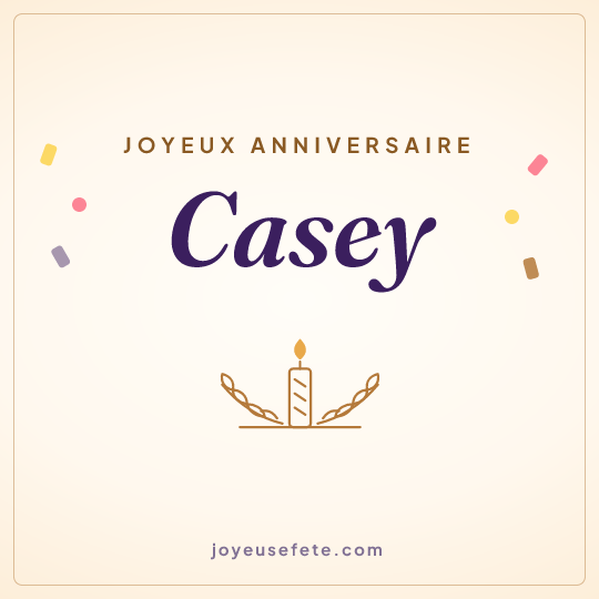 Image carrée « Joyeux anniversaire Casey » pour WhatsApp