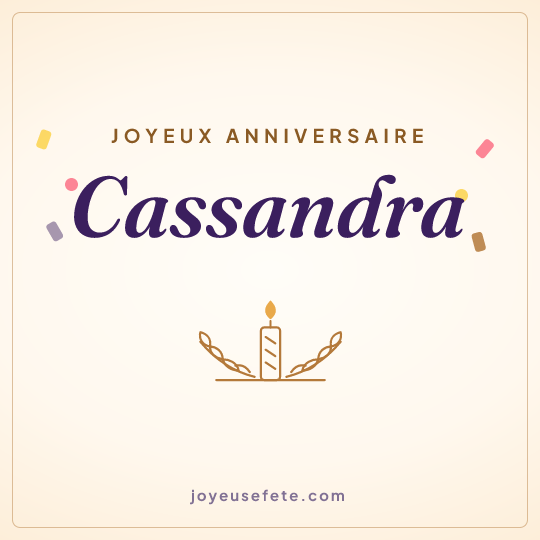 Image carrée « Joyeux anniversaire Cassandra » pour WhatsApp