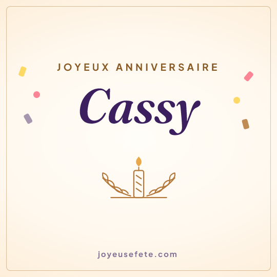 Image carrée « Joyeux anniversaire Cassy » pour WhatsApp