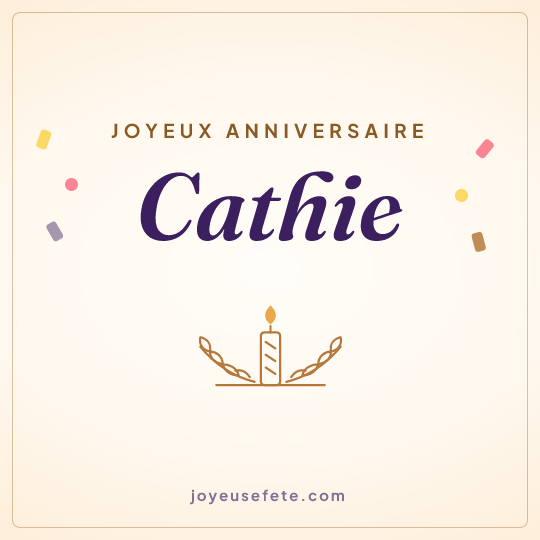 Image carrée « Joyeux anniversaire Cathie » pour WhatsApp