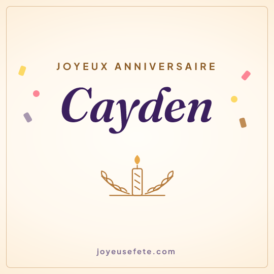 Image carrée « Joyeux anniversaire Cayden » pour WhatsApp