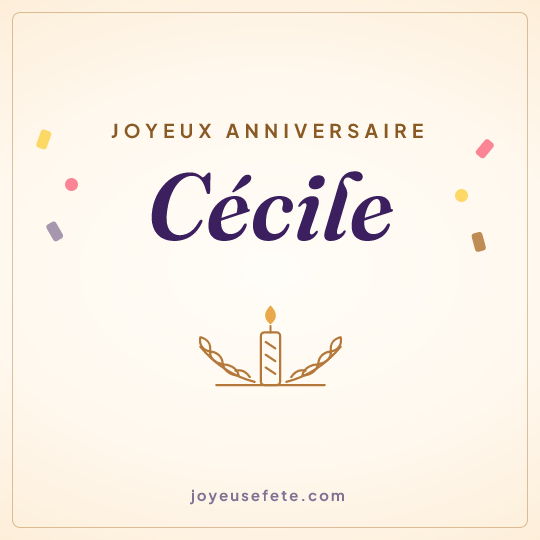 Image carrée « Joyeux anniversaire Cécile » pour WhatsApp