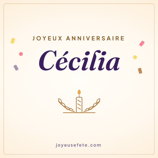 Image carrée « Joyeux anniversaire Cécilia » pour WhatsApp