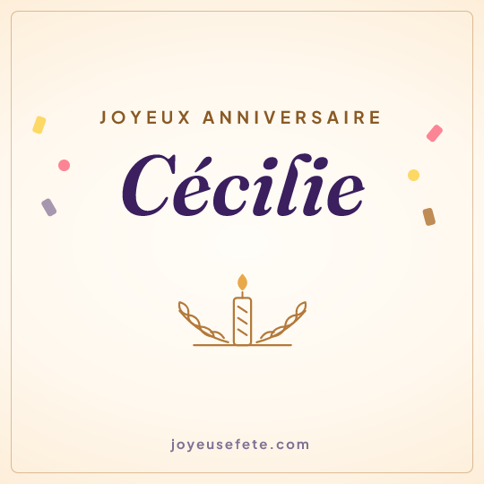 Image carrée « Joyeux anniversaire Cécilie » pour WhatsApp